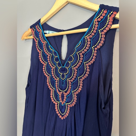 Maurices Sleeveless Embroidered Boho Summer Dress Large Coastal Resort Beach - Picture 6 of 6